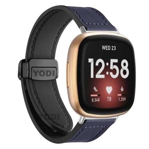 Image of YODI Watch Band Compatible with Fitbit Versa 4 / Fit bit Versa 3 / Fitbit Sense /Sense 2 Band, Soft Replacement Silicone Wristband for Women Flexible Waterproof Sport Watch Strap for Men Large