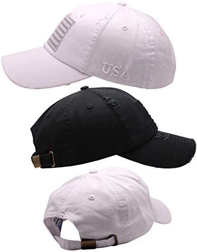Image of Antourage American Flag Unisex Baseball Hat for Men and Women | USA Flag Mesh Snapback Flat Visor Cap + 2 Patriotic Patches