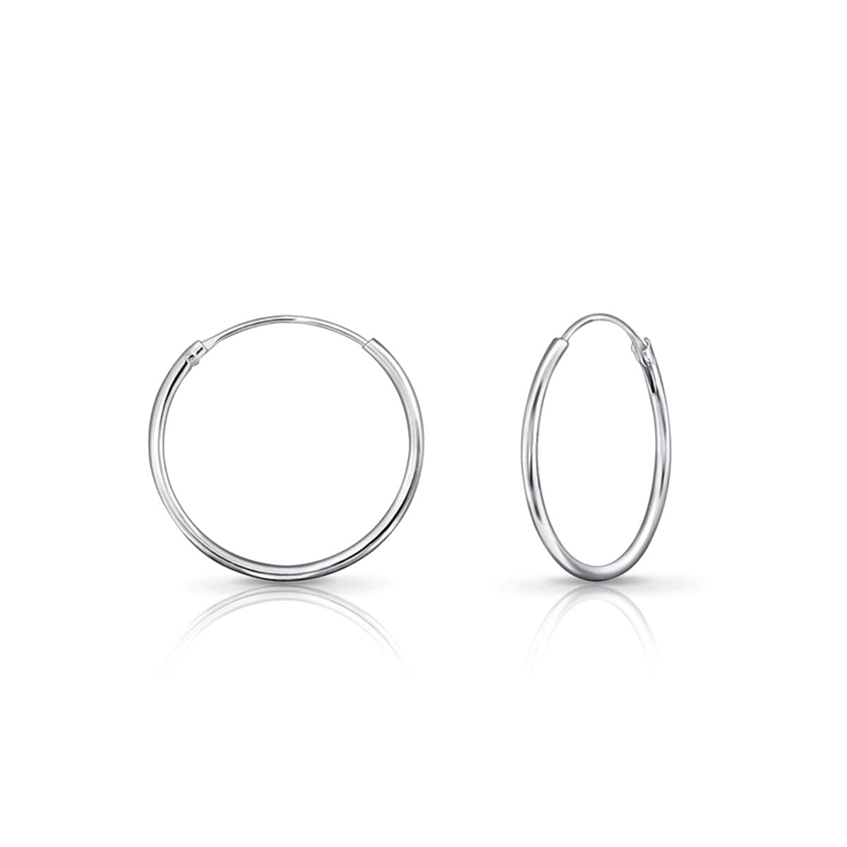 DTPsilver Pendientes Aro Plata Mujer - Pendientes Aro Hombre - Pendientes Aros Plata de Ley 925 - Aros Plata Mujer Hombre Niña - Espesor 1.5 mm Diámetro 8, 10, 12, 14, 16, 18, 20, 25, 30, 40, 50, 60,70,80 mm