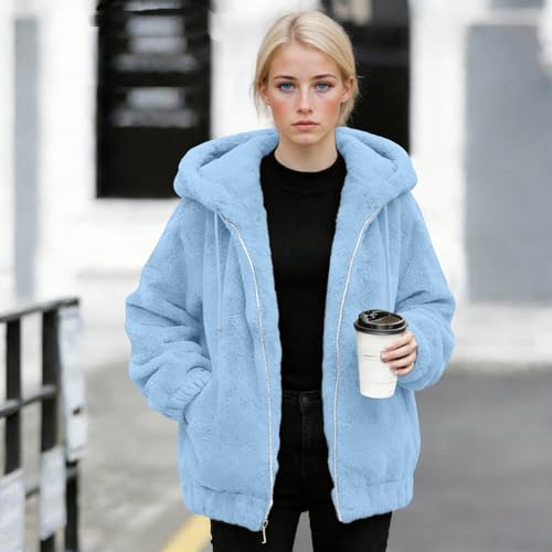 ilzjaua Womens Sherpa Fleece Jacket Sherpa Jacket Women Hooded Plush Fuzzy Fleece Coats Bomber Shape Winter Fall Clothes for Women 2026 Chaquetas De Mujer Elegantes Vacation Capsule Wardrobe - image 5