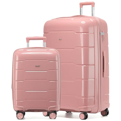 CRUW 2-Piece Luggage Set Expandable Polypropylene Suitcase Set TSA Locks 8 Silent Spinner Wheels Lightweight Nested Suitcases Travel Set easyJet BA Jet2 Airline-Approved Carry-On & XL Check in