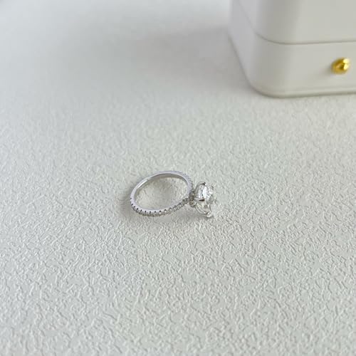 Lab Grown Diamond Ring, 2 CT Marquise Engagement Ring for Woman, 18K White Gold Plated D Color VVS1 Clarity Promise Ring for Her, Simulated Diamond Wedding Band Anniversary Ring4