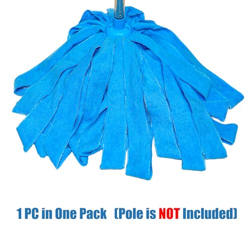 Microfiber Cloth Mop Replacement Blue Compatible with Standard 3/4 inch Threading Pole (1)