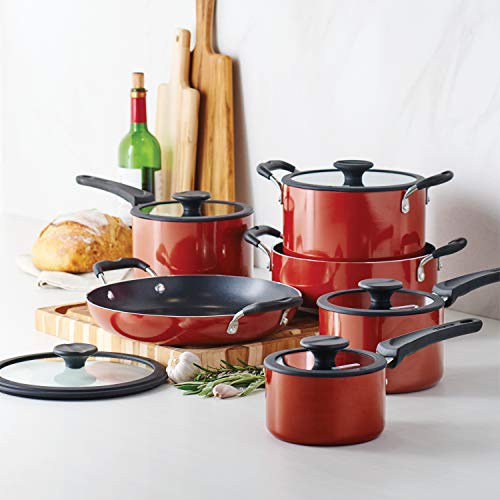 Image of Tramontina Non Stick 11-Piece Nesting Pots and Pans Set with Lids - Red
