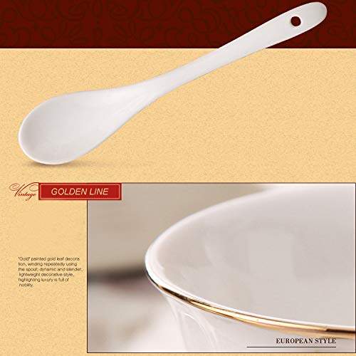 Set Di Tazze Da Caffè In Porcellana Con Piattini E Cucchiai – Stile Europeo, Oro Dipinto A Mano, 2 Set, Per Colazione E Tè Pomeridiano