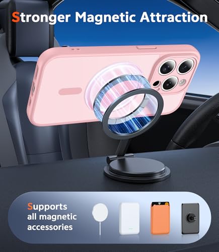 Image of FNTCASE for iPhone 13 Pro Case: Matte Magnetic Phone Cases with Screen Protector Compatible with Magsafe Slim Anti Yellowing Rugged Shockproof Protective Translucent Cell Phone Cover (C-Pink)