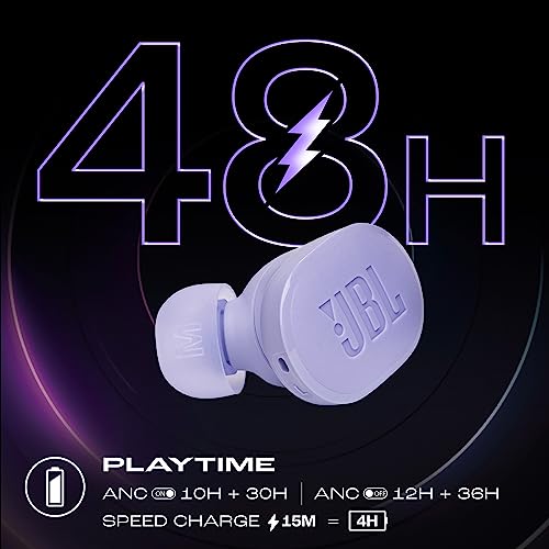 Image of JBL Tune Buds In Ear Wireless TWS Earbuds with Mic, ANC Earbuds, Customized Extra Bass with Headphones App, 48 Hrs Battery, Quick Charge, 4-Mics, IP54, Ambient Aware & Talk-Thru, Bluetooth 5.3(Purple)