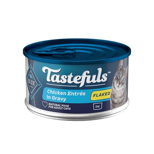 Blue Buffalo Tastefuls Natural Flaked Wet Cat Food, Chicken Entrée in Gravy 3-oz cans (Pack of 24)