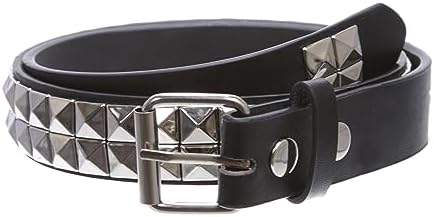 Kids 1" Snap On Punk Rock Studded Leather Belt, Black | l-32"