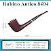 Rossi Rubino Antico by Savinelli - Handmade Wood Briar Pipe, Deep Red, Hand Brushed, Polished Finish, 6mm (Brown-Red 8404)