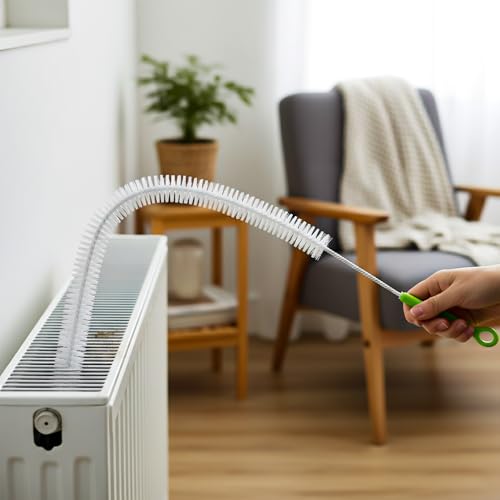 BML 1 x Radiator Cleaner Brush Strong Bristles Comfortable Handle 70cm Long Radiator Duster Brush for Radiators Vents Grills Skirting Boards