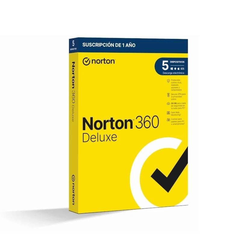 Antivirus 360 Deluxe - 50GB Almacenamiento - 1 Usuario - 5 Dispositivos - 12 Meses - Control...