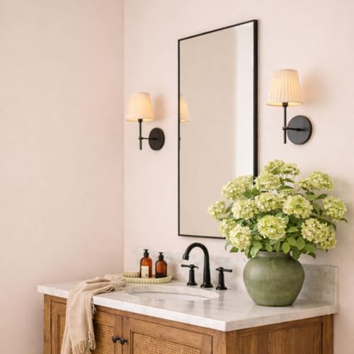 Image of TEHOME Black Bathroom Vanity Mirror with Squared Corners, 24x36'' Matt Black Rectangle Stainless Steel Metal Framed Mirror for Bathroom