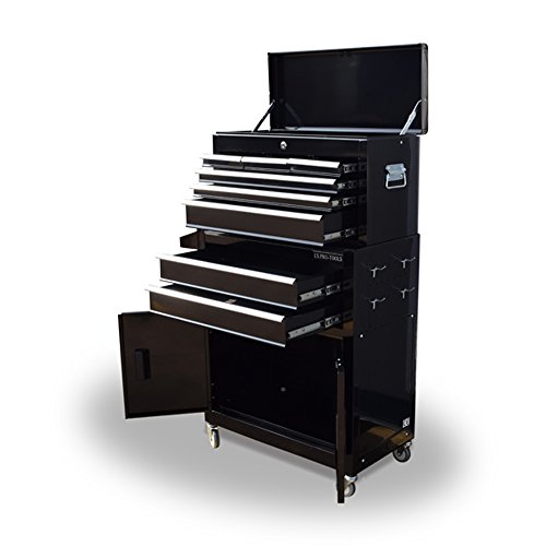 us pro tools - Carro para herramientas con 8 cajones, color rojo y negro brillante.