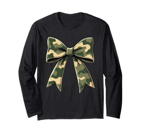 Camo Coquette Bow Hunting Hunter Military manga comprida, Preto, S