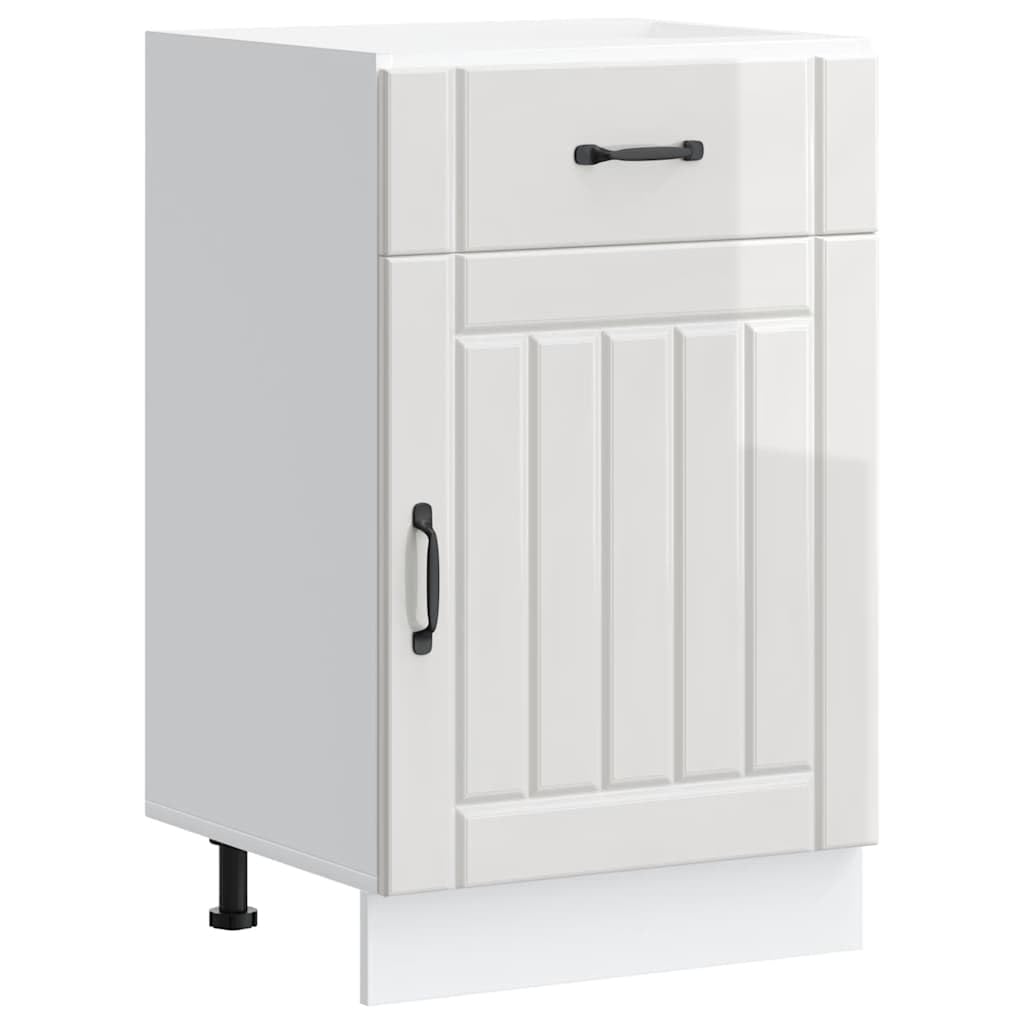Armario de cocina Lucca compacto de 50x46x81,5 cm blanco brillante sin encimera
