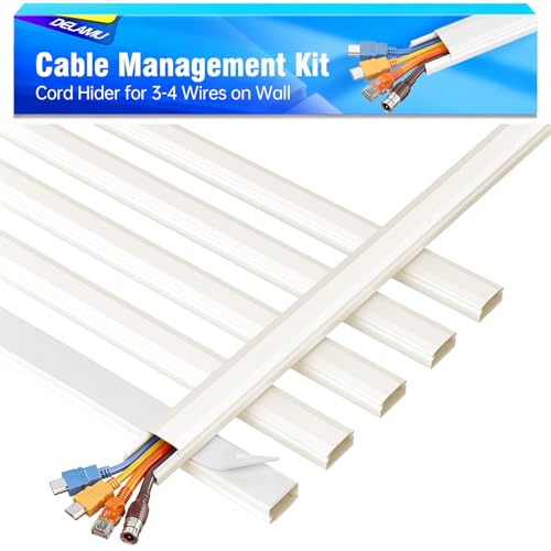 Image of Delamu Beige Cord Hider, 85in Cord Covers for 3-4 Wires on Wall, Beige Cable Hider Cable Management, Easy Set up Wire Hiders Wire Covers for Cords on Wall, TV Cables Cover Concealer, 6X W1.18 H0.67in
