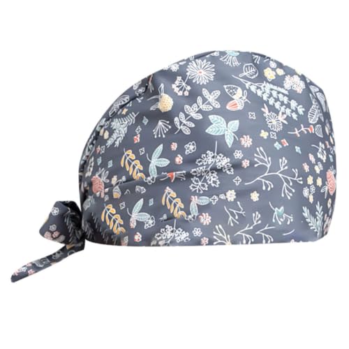 COHEALI Gorro Sanitario de Algodón para Mujer Diseño Ergonómico y Estampado Floral, Ajustable Lazo, Protector de Sudor Adecuado para Enfermería y Quirófano