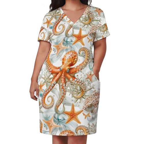 Dolphins Ocean Dress for Women Long Summer Top Casual T-Shirt3