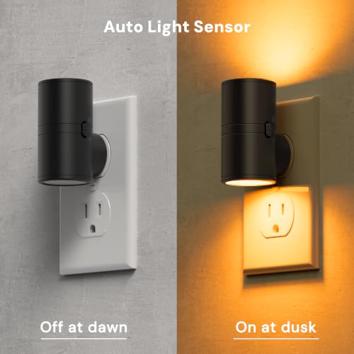 Image of L LOHAS LED Amber Night Light, Yellow Nightlight,Rotating,Dimmable 50 /100LM | Plug into Wall, Warm Circadian Nightlight,Light Sensor Nightlight Plug in, Adults Hallway Bedroom Bathroom[Black Shade,4Pack]