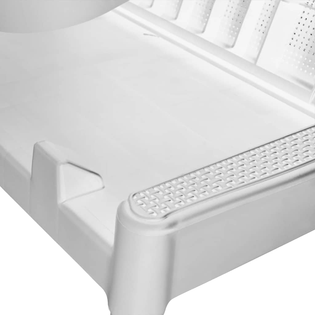 SYDE Leżanka PP biała 186 x 60 x 29 cm | Oparcie rozkładane w 4 pozycjach, wykończenie jutowe, lekkie, odporne na promieniowanie UV, bez poduszki
