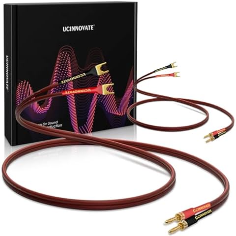 UCINNOVATE 2 Pack HiFi OFC Speaker Cable with Banana Plug to Jumper Spade, Banana Plug to U Fork Plug 14AWG Speaker Wire Cord Jumper Bridge Cable for Speaker Amplifier (6.56FT) Cover
