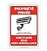 AUA SIGNALETIQUE - Autocollant propriété privée Zone placée sous vidéo Surveillance 24H /24-75x105 mm, Vinyl adhésif