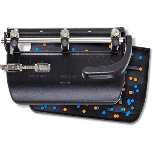 Oic® Heavy-Duty 3-Hole Lever Punch, Black #TOP4