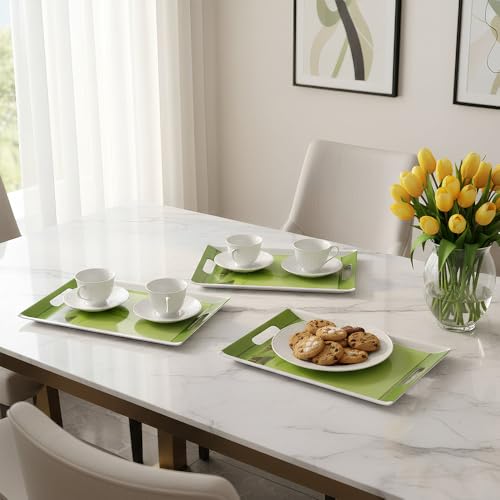 Image of U.P.C. UPC Crystal Melamine Ocean Series Serving Tray, (Multicolor, Small, Medium and Large Size) Set of 3