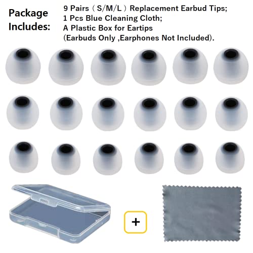 Image of Earbuds Replacement Tips Silicone Earbud Tips Ear Gels Fit for Inner Hole from 3.8mm - 5.1mm Earphones 9 Pairs S /M /L Clear Black