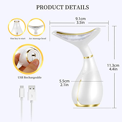 Ms.W Appareil Anti Rides Visage, Masseur Anti-âge Pour le cou et le Visage Dispositif de Beauté, Chaleur Tonification Pour Le Visage Massage Raffermissement Levage, Réduction des Pores, Rechargeable – vue 4