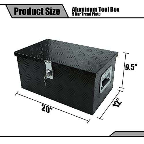 Aikosin 20 Inch Heavy Duty Aluminum Stripes Plated Tool Box Pick Up Truck Bed Rv Trailer Toolbox Storage Organizer, Waterproof Underbody Tool Box Storage With Lock And Key (20"X12"X9.5") #TOP1