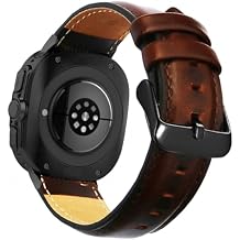 Compatible Samsung Galaxy Watch 8/7 Ultra Bands 47mm 2025/2024 Men Women, No Gaps Quick Release Genuine Leather Replacement strap with Stainless Steel Buckle for Galaxy Watch Ultra Smartwatch Brown