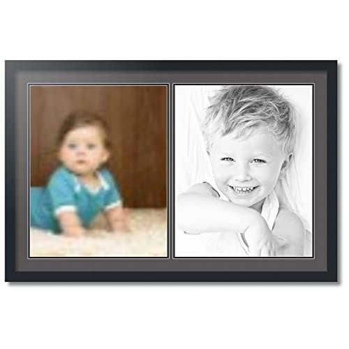 ArtToFrames Collage Photo Frame Double Mat with 2 - 16x20 Openings and Satin Black Frame