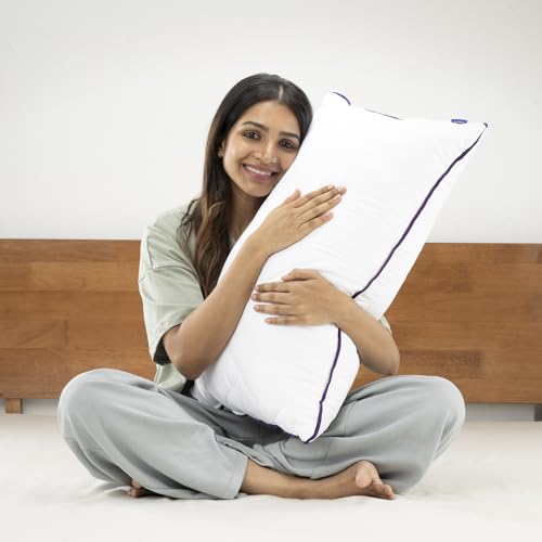 Wakefit Quilted Sleeping Pillow | Standard 27x16 Inch Bed Pillow | Soft Microfibre Filling | Breathable & Hypoallergenic Quilted Fabric Cover | Comfortable Neck Support | 6 Month Warranty | White