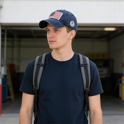 Image of American-Flag-Embroidery-Baseball-Cap for Men Women Low Profile Adjustable Dad Hat Washed Vintage Patriotic Hat