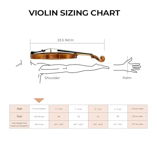 Roma Classic Violin 4/4 Full-Size Violin Outfit — Hard Carrying Case and Accessories Set Included — Flamed Maple Wood & Ebony Fittings — Model VN-350