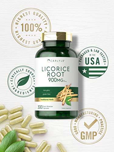 Carlyle Licorice Root Capsules 900Mg | 300 Count | Root Extract Supplement | Non-Gmo, Gluten Free #TOP4
