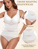 Yuson Girl Body modelujące damskie body modelujące sylwetkę z oddychającą siatką bielizna modelująca bezszwowa bielizna regulowane ramiączka i kontrola niewidzialny brzuch z biustonoszem, Kolor biały