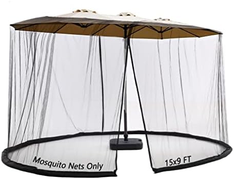 SOOSPE-MZ Mosquito Netting For 15FT Patio Umbrella Double-Sided, Screen Walls Zipper Double Door Black (for 15FT umbrella)