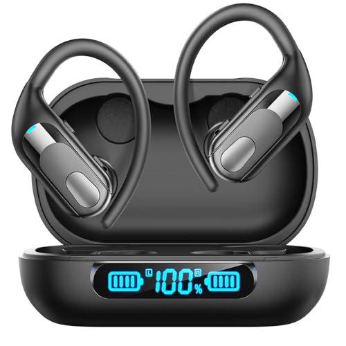 Wireless Earbuds Bluetooth 5.3 Headphones, Multi-function Charging Case 130H Playtime Wireless Charging Earphones HiFi Stereo Sound, IPX7 Waterproof, Soft Earhook, Noise Cancelling Sport Headphones