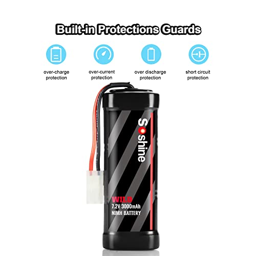 N//C 7.2V Battery And Charger 7.2V Nimh Battery Pack Rc Battery 3000Mah With Standard Tamiya Connector For Rc Car Red #TOP3