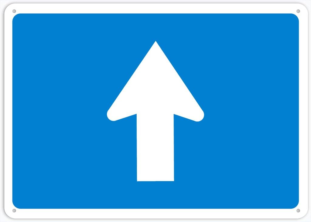 8"x12" Tin Metal Sign - General Service Sign Auxiliary Horizontal Directional Up Arrow - Outdoor Decor, Road/Street Warning Use