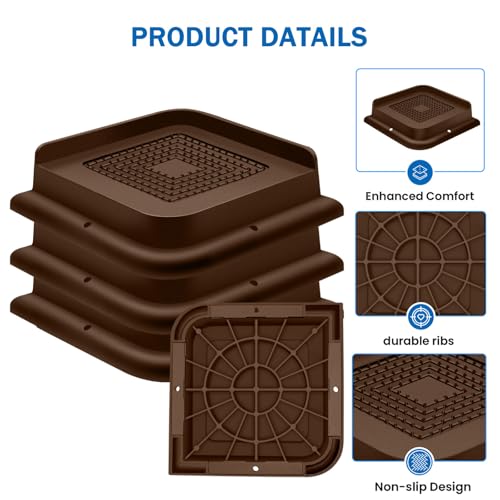 ANNKUT Bed Risers 1 Inch Heavy Duty, Furniture Risers for Bed Desk Table Sofa Couch,Oversized Bed Lifts Risers,Support up to 5000 Lbs(8 Pack Brown) by ANNKUT - Used condition - Image 3