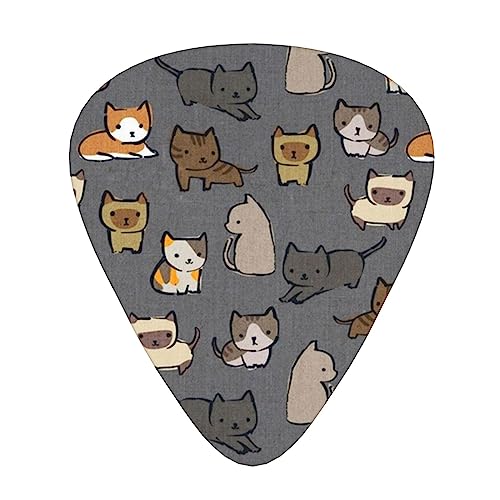 猫の木炭柄 ギターピック Guitar Pick 12枚セット ティアドロップ型 エレキギター/アコースティックギター/クラシックギター/ベース等の練習に最適な12枚セット