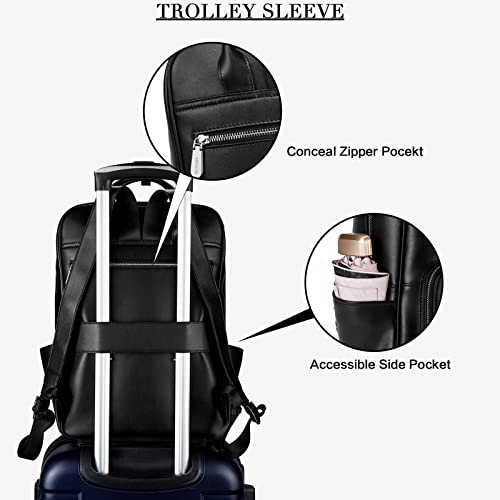 Bostanten Laptop Backpack For Women 15.6 Inch Computer Genuine Leather Backpack Purses College Travel Daypack Large Satchel Black #TOP5