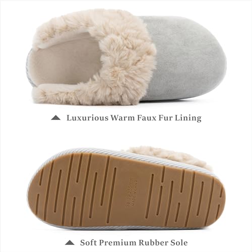 Chantomoo Slippers for Women and Men Memory Foam House Shoes Faux Suede Upper Rubber Sole Faux Fur Lining Warm Comfy Indoor Fuzzy Slippers3