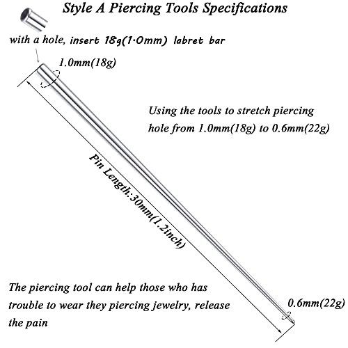 Milacolato Piercing Pin 18G G23 Titanium Taper Insertion Pin For Ear/Nose/Navel/Nipple/Lip/Eyebrow Stretcher Body Piercing Stretching Kit Assistant Tool #TOP2