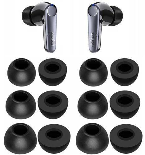 Foam Ear Tips Noise Canceling Memory Foam Eartips Ear Cap Replacement Ear Tip Compatible with Ear Fun Air Pro 4 Earbuds, Free Pro 3, Free 2S, Air Pro 3, Air 2, L/M/S 3 Size 6 Pairs,Black 2146P by JNSA - Used condition - US$6.32