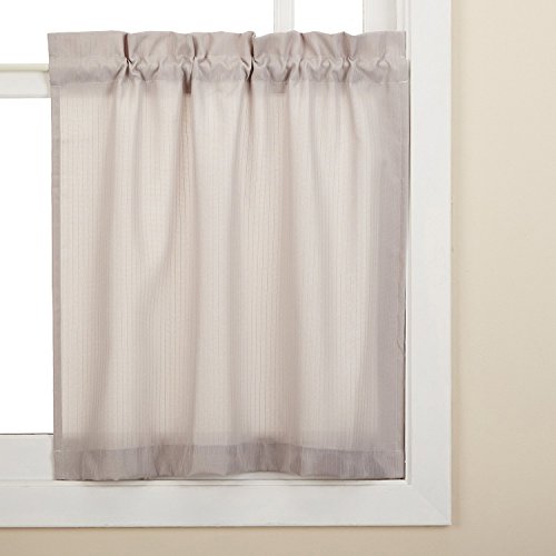 Image of Sweet Home Collection Kitchen Window Tier, Swag, or Valance Curtain Treatment in Stylish and Unique Patterns and Designs for All Home Decor, 36 inch, Ribcord Gray